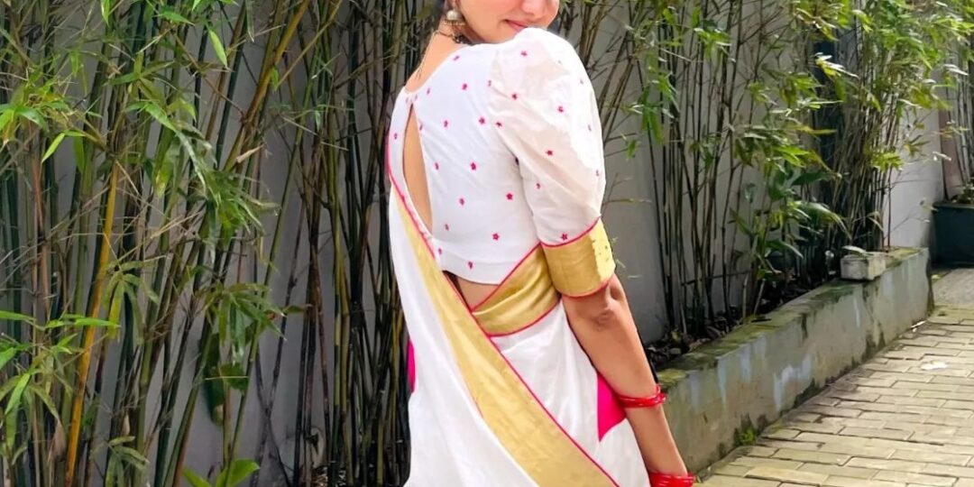 White Saree with Golden Border