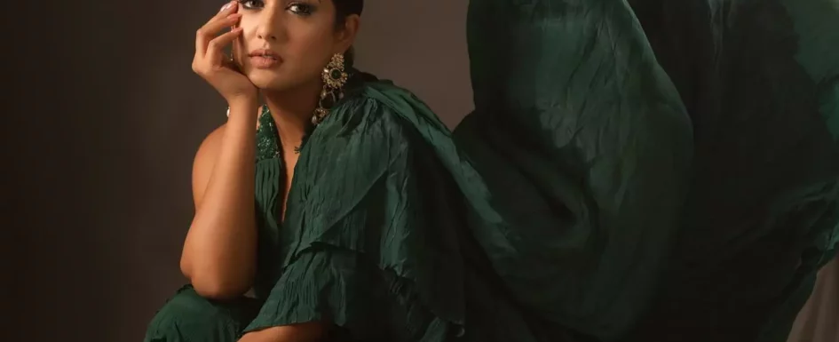 Ishi Dutta - Green Ruffl Saree
