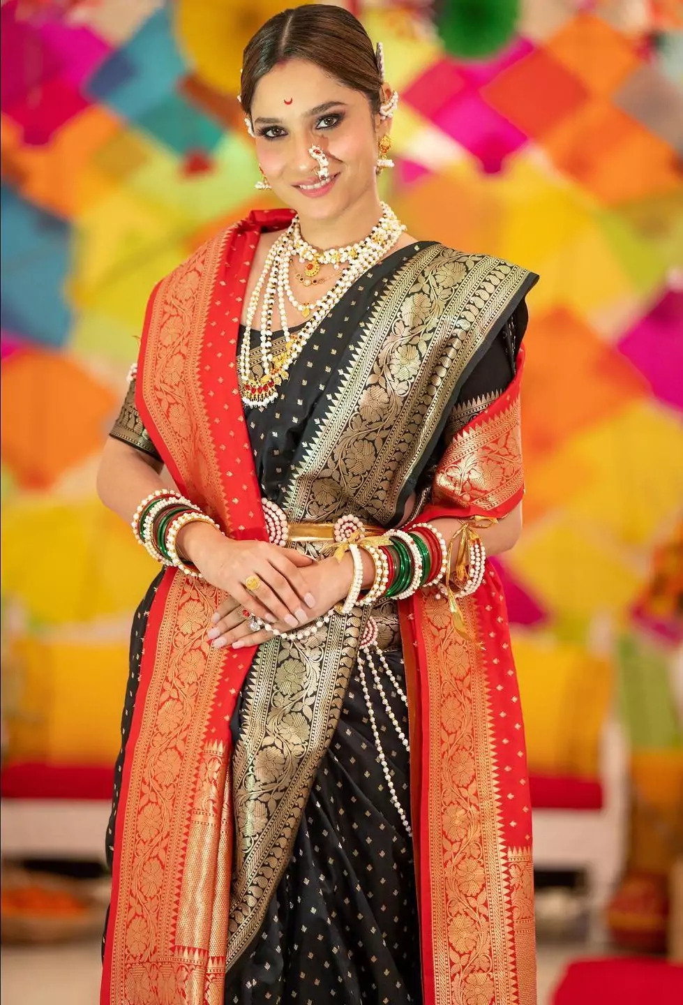 Best Marathi Saree look | Ankita Lokhande in Nauvari Saree ...
