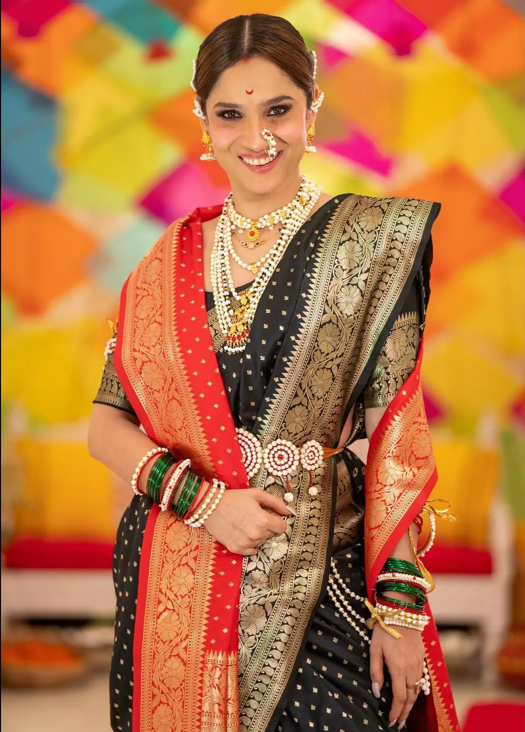 Best Marathi Saree look | Ankita Lokhande in Nauvari Saree ...