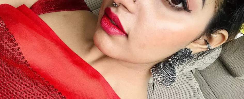 Malavika Menon - Red Sequence Embroidered Saree