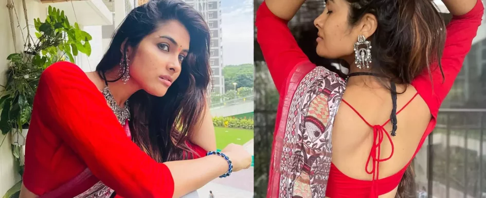 Divi Vadthya Red Saree Photoshoot Hacks