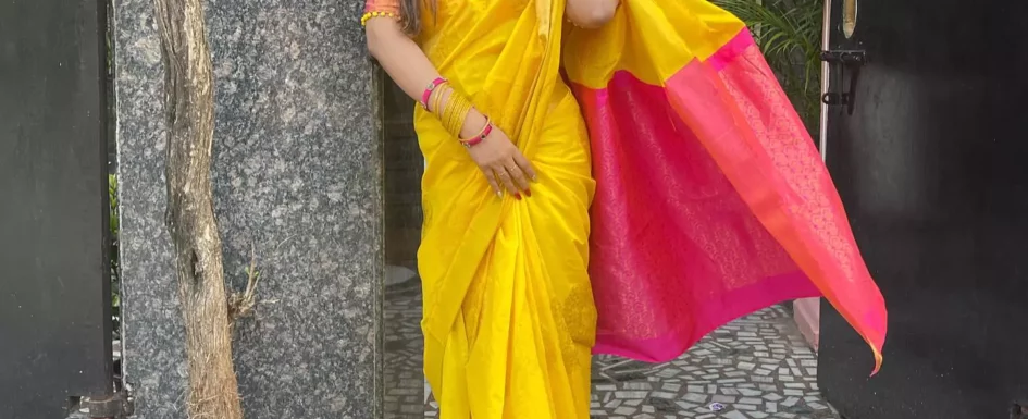 Maha Lakshmi in Yellow Soft Silk Saree