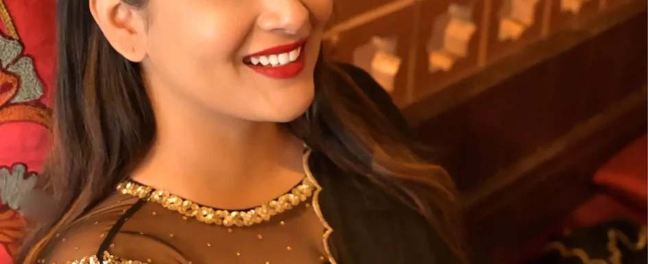 Himaja - Black Saree & Netted Blouse & Leather Boots