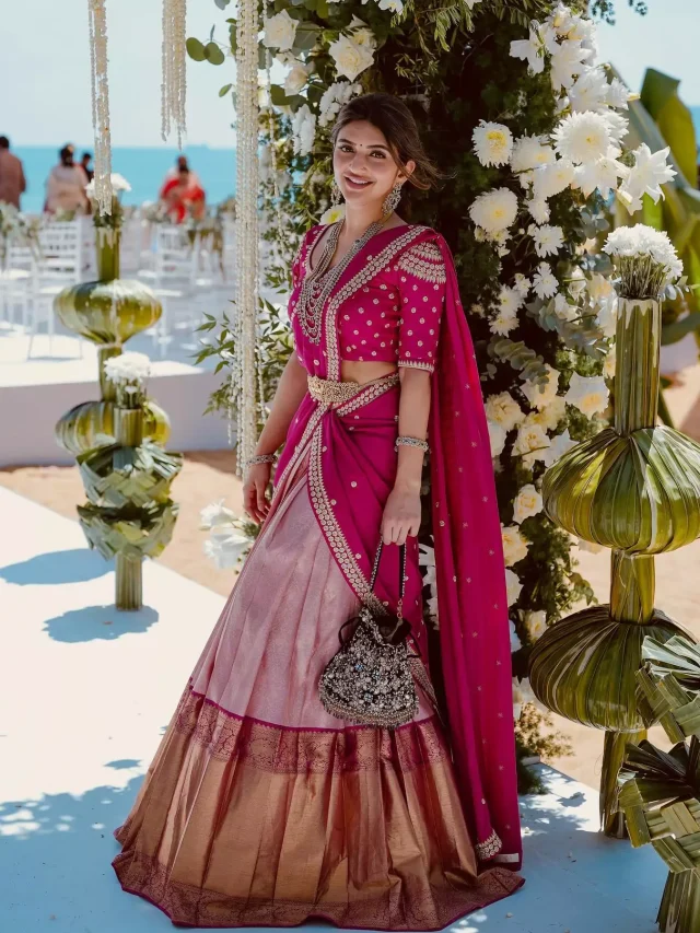 6 Elegant Ways To Wear A Kanchipuram Lehenga By The Sea